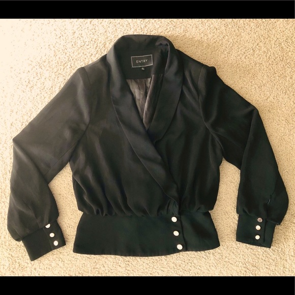 Entry Gorgeous Blazer Sz M Gold Tone Buttons - Picture 1 of 12
